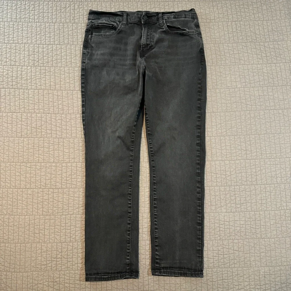 Lucky Brand Jeans Men's 34x30‎ (33x29) Black 410 Athletic Straight Stretch Faded